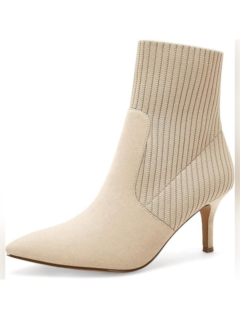 NIB Coutgo Pointed Toe Stiletto Kitten Heel Ankle Boots, Faux Suede, 8.5
